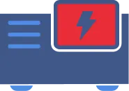 Generator Maintenance | Levine &Amp; Sons Plumbing, Heating, &Amp; Cooling A Blue Generator With A Red Display Showing A Lightning Bolt Symbol.
