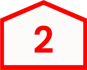 A Red Number 2 Centered Inside A White Pentagon Outlined In Red, Resembling A Sign Or Label Indicating Available Finance Options.